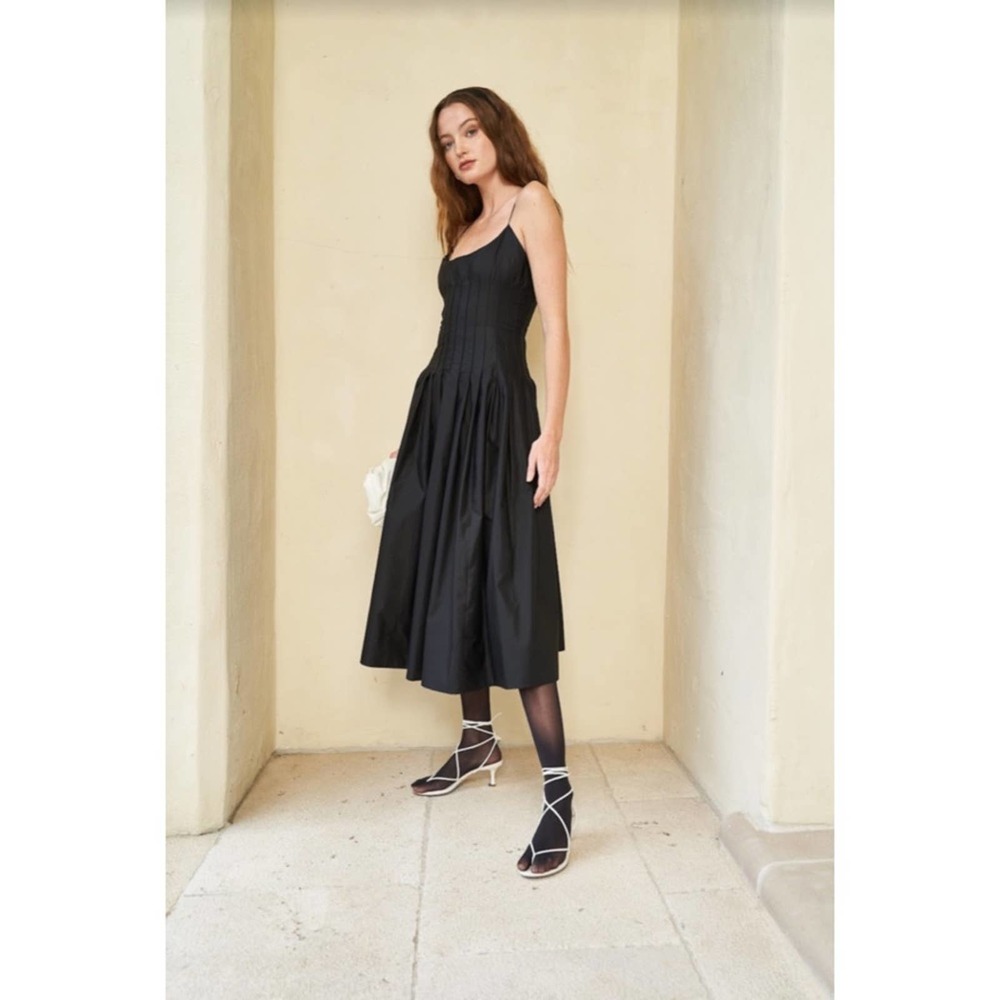Hunter Bell Naomi Midi Dress Size 6 Black